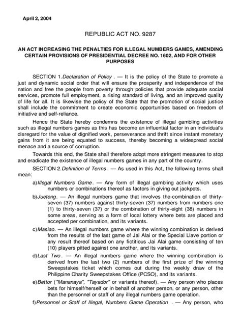 Republic Act No. 9287 .